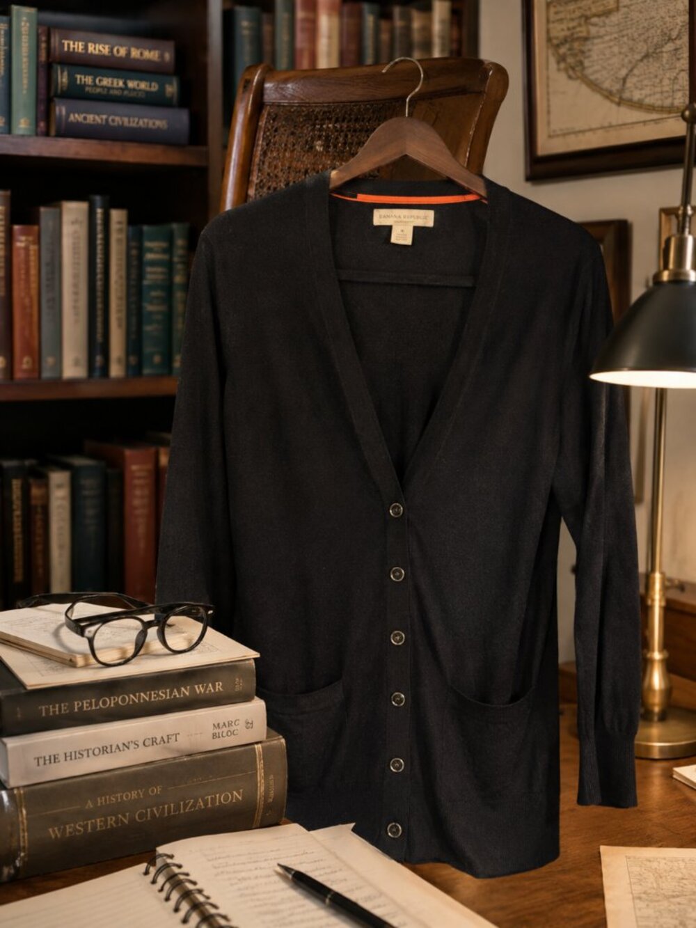Banana Republic Black Longline Button Front Cardigan Sweater Medium